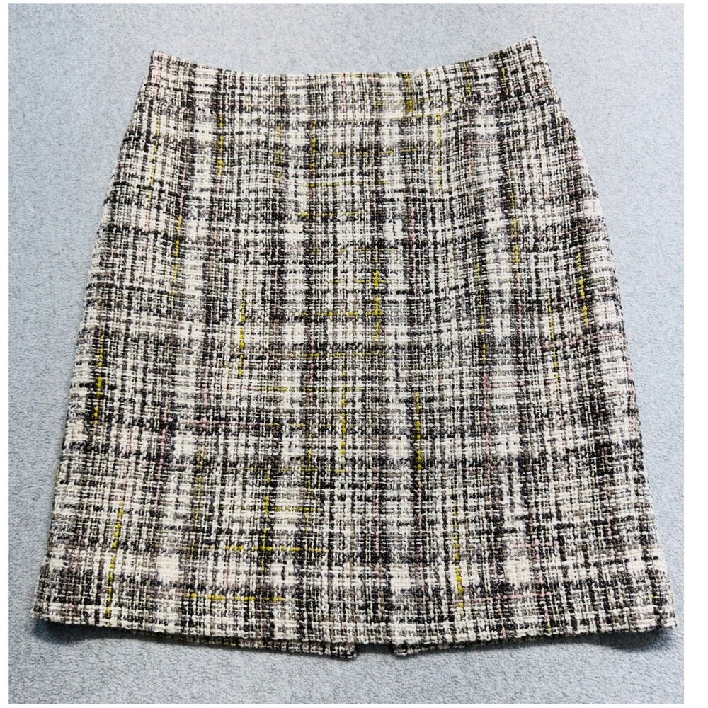 J.Crew Womens 10 Wool Blend Tweed Pencil Skirt Boucle Cream Black Pink 2011